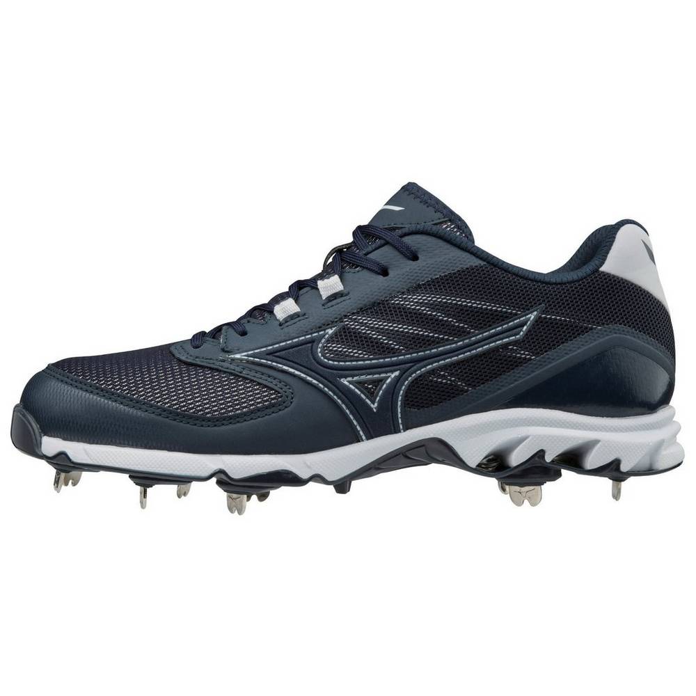 Zapatillas Beisbol Mizuno 9-Spike Dominant 2 Bajas Metal Hombre Azul Marino/Blancas España LACE-1825